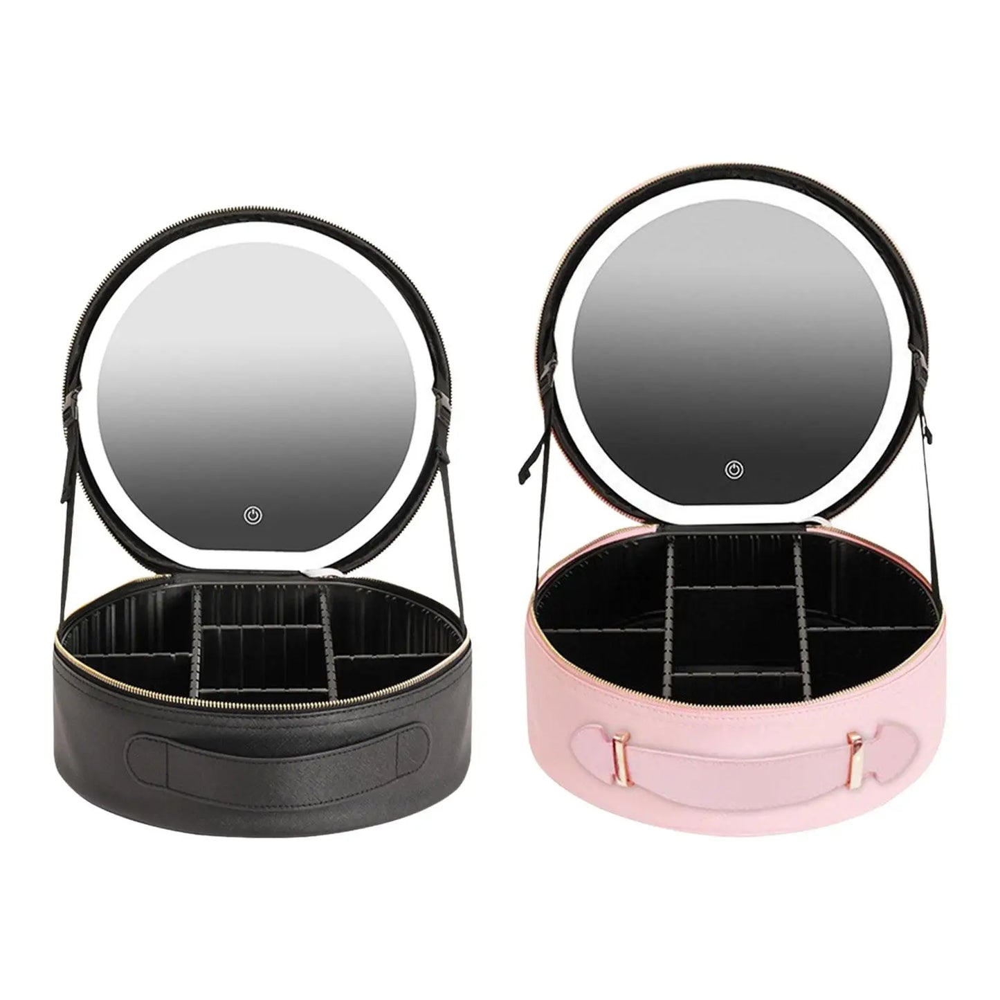 Makeup Bag with Mirror Professional Large Capacity Light Portable Lighted Mirror Detachable Adjustable Divider Travel Organizer
