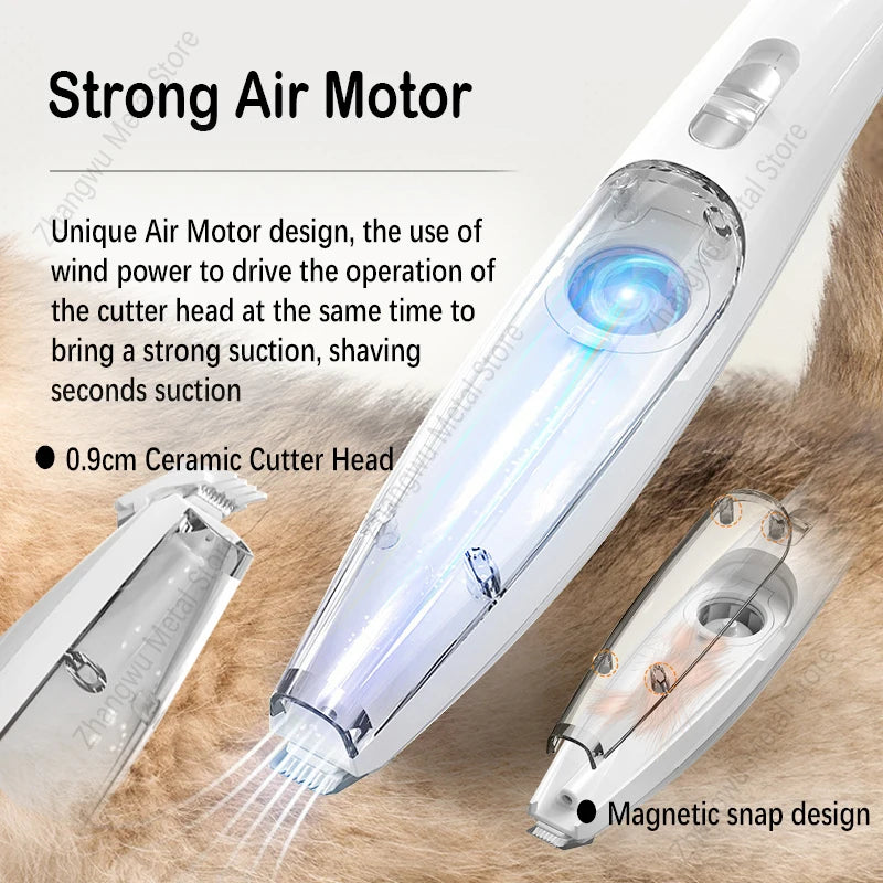 Rechargeable Vacuum Trimming Grooming Hair with and Dog - for Quiet, Hair Electric Clipper Function Precise Professional Cut Pet
