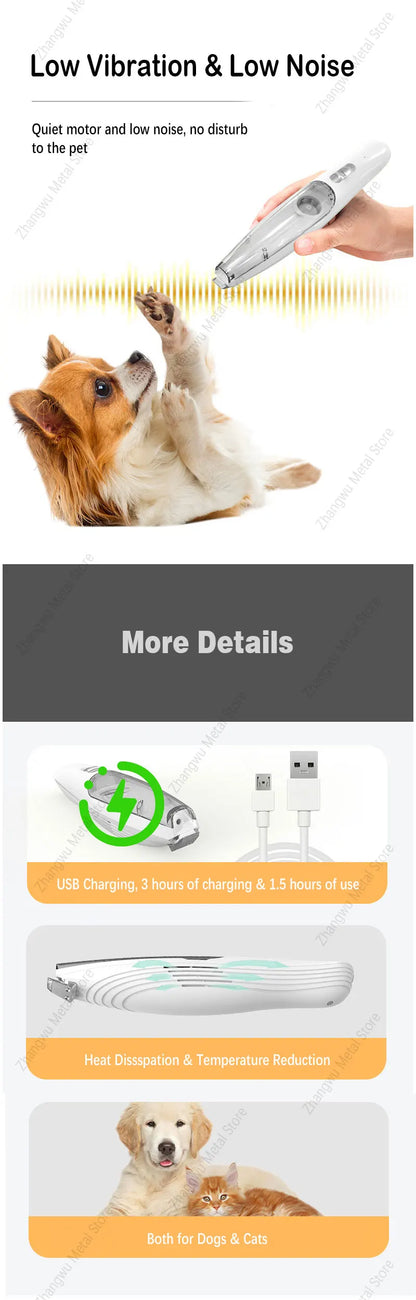 Rechargeable Vacuum Trimming Grooming Hair with and Dog - for Quiet, Hair Electric Clipper Function Precise Professional Cut Pet