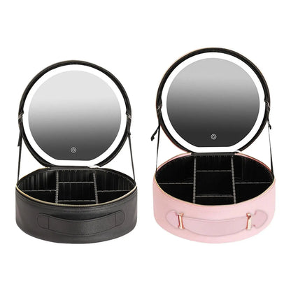 Makeup Bag with Mirror Professional Large Capacity Light Portable Lighted Mirror Detachable Adjustable Divider Travel Organizer