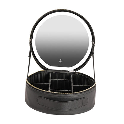 Makeup Bag with Mirror Professional Large Capacity Light Portable Lighted Mirror Detachable Adjustable Divider Travel Organizer