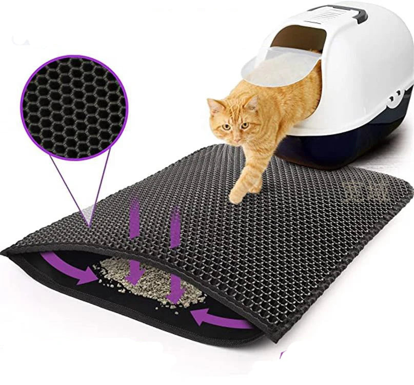 Waterproof Cat Litter Mat – Non-Slip, Double Layer, Washable Mat for Easy Litter Cleanup