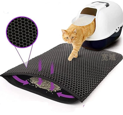 Waterproof Cat Litter Mat – Non-Slip, Double Layer, Washable Mat for Easy Litter Cleanup